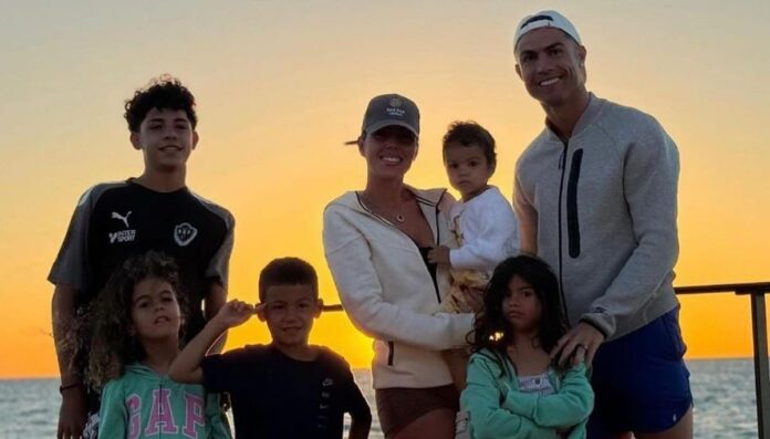 Cristiano Ronaldo with his girlfriend Georgina and five children