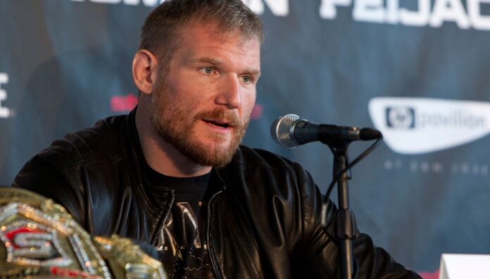 Josh Barnett during a media conference.