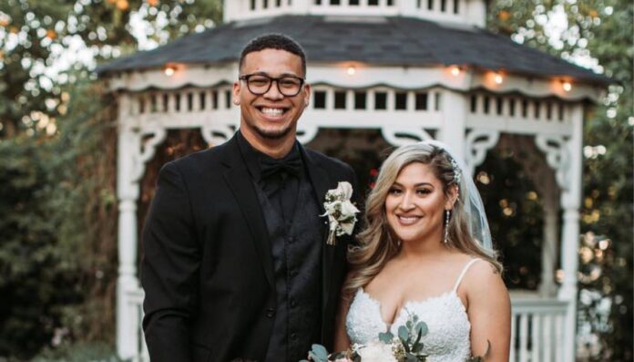 Frankie Montas and his wife Nicholette on their wedding